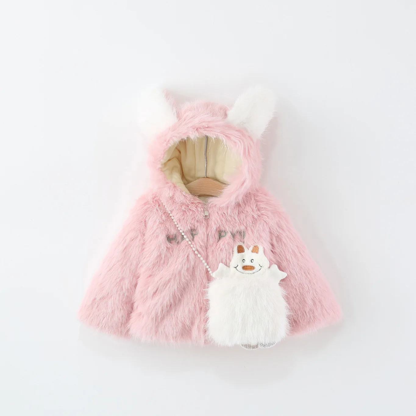 

winter 2025 new big rabbit ear hair sweater jacket for girls cartoon free backpack