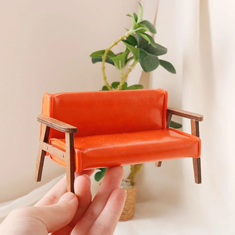 Miniatuur lederen fauteuil model voor poppenhuizen woonkamer decoratie 1 12 schaal speelgoedaccessoires voor huishoudelijk