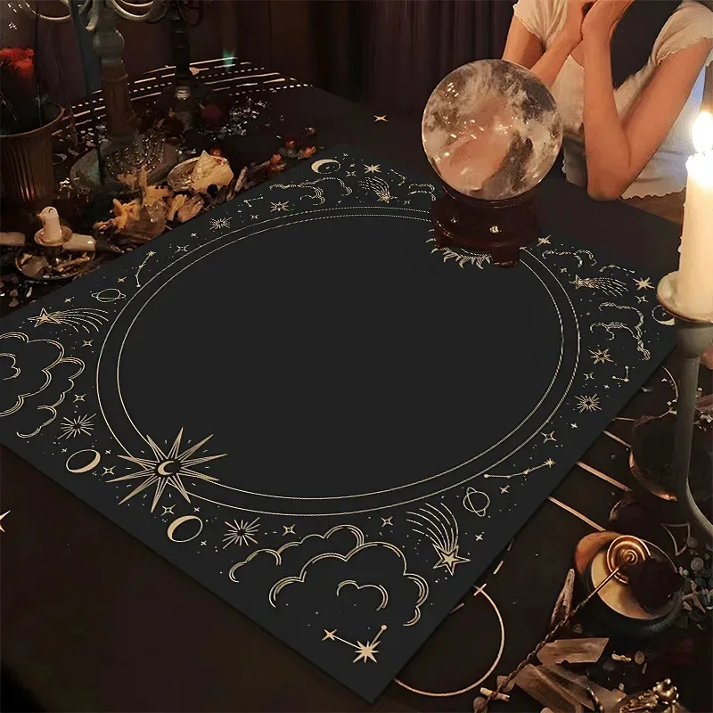 VIKAMA Sun Moon Stars Tarot Card Tablecloth Astrology Altar Ceremony Atmosphere Decorative Tablecloth
