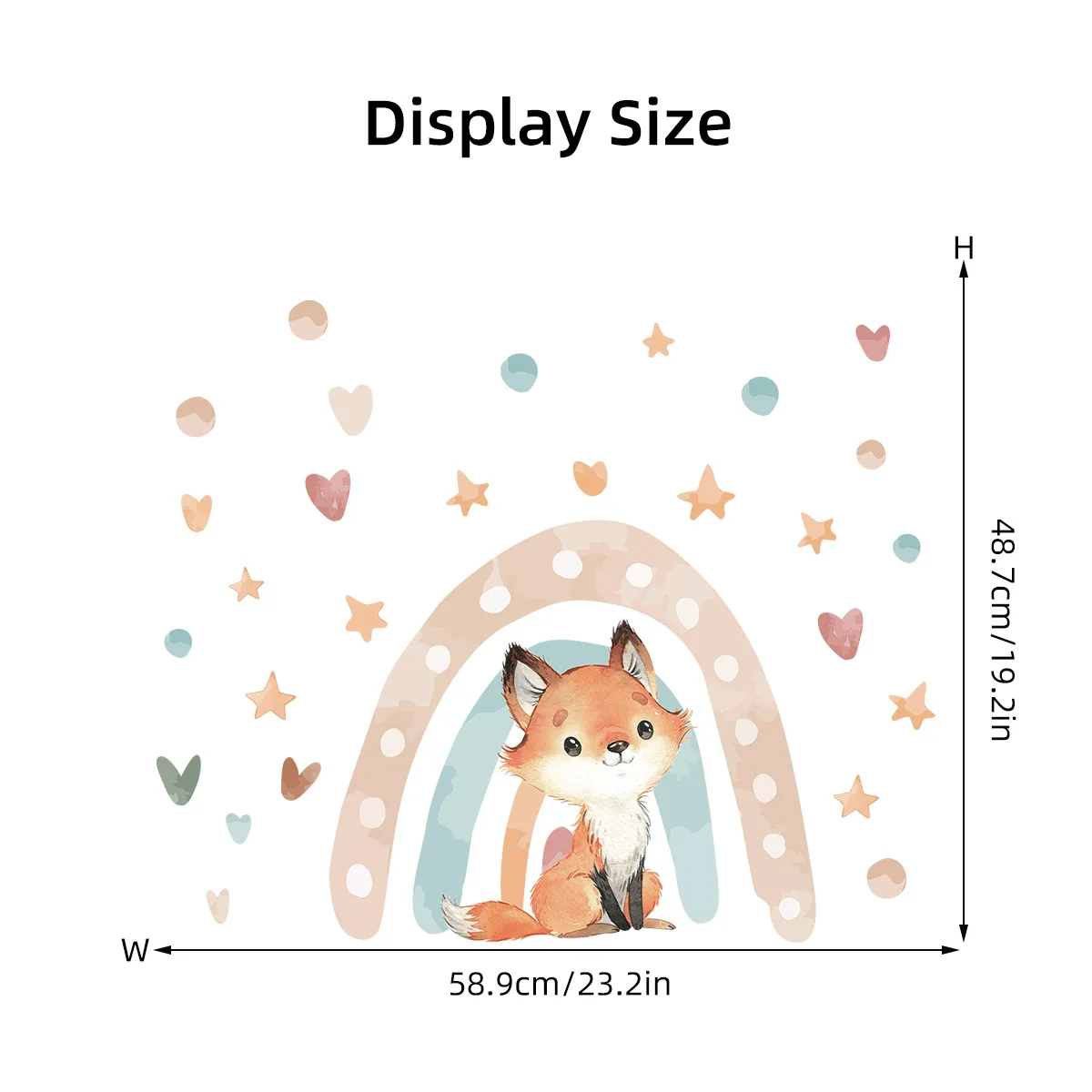 Cartoon rainbow cute little fox self-adhesive wall stickers children's room kindergarten classroom decoration paper stickers