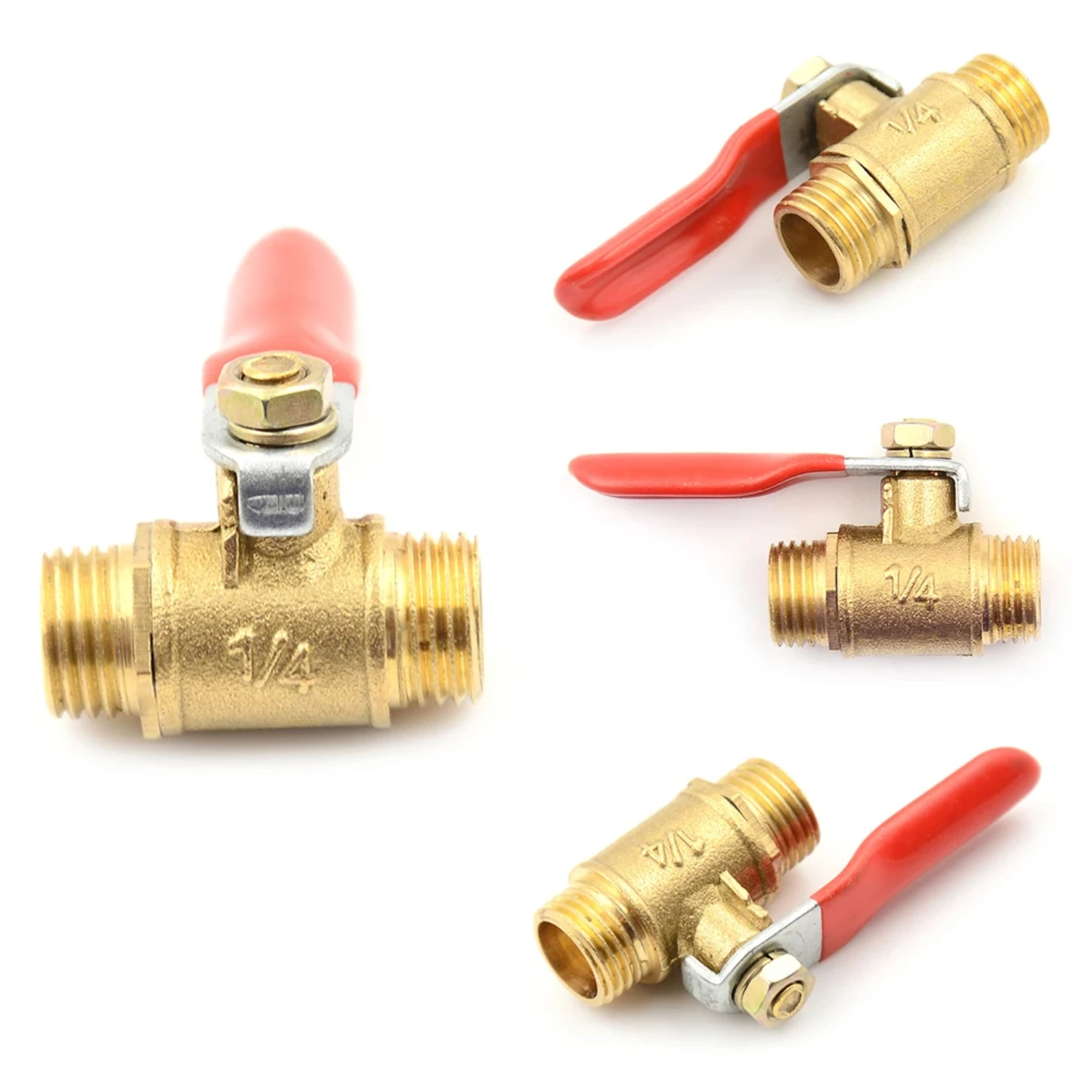 Premium Durable Brass Male to Male G1/4 Shut-off Ball Valve Connector - High Quality and Reliable for Water, Air, and Oil Pipeli