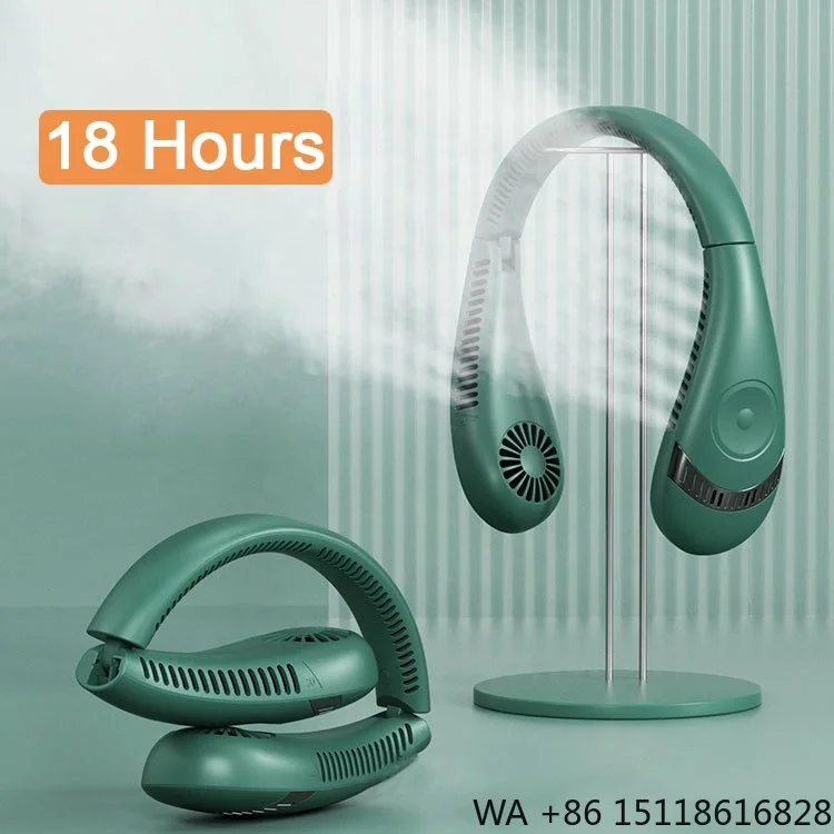 Summer Portable Mini Air Cooler Rechargeable Folding Bladeless Neck Hung Fan with Three Speeds for Outdoor Car Home Hotel RV Use