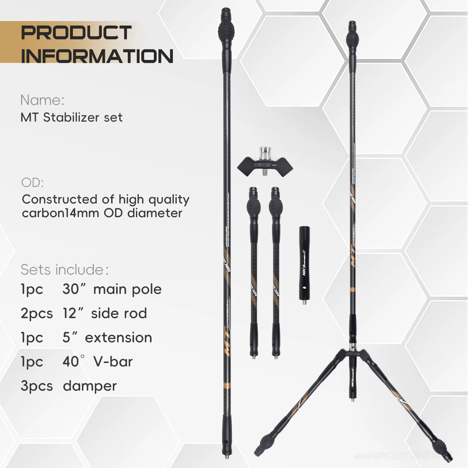 

Nika archery MT Balance Rod Set OD14MM Carbon Stabilizers For Archery Bow Accessories Shooting