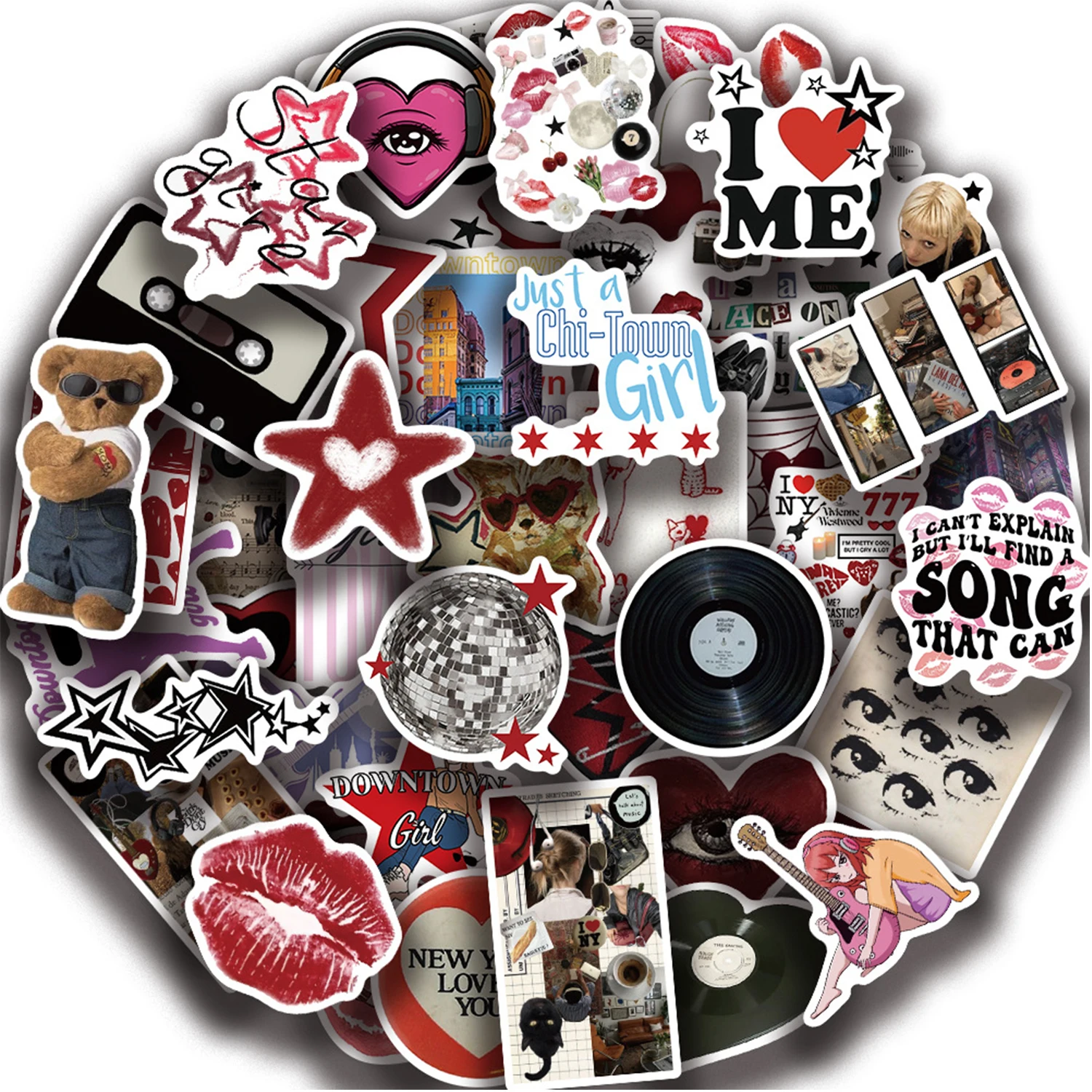 Pack De 50 Pegatinas Y2K Girls – Stickers Kawaii Impermeables Para Portátil, Móvil Y Maleta
