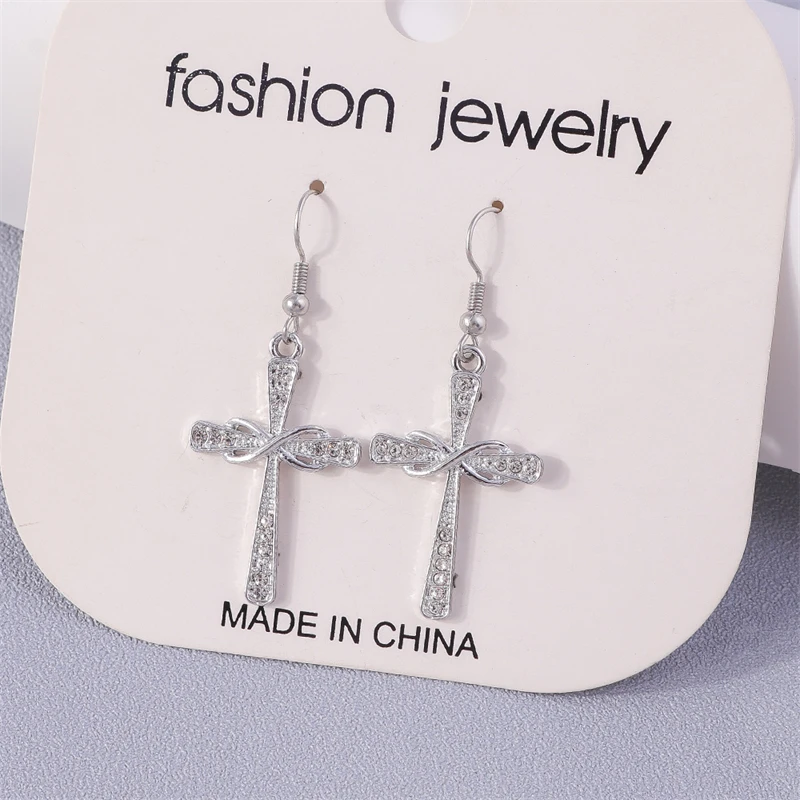 Women's Gothic Black Cross Drop Earrings, Dangle Hook Design