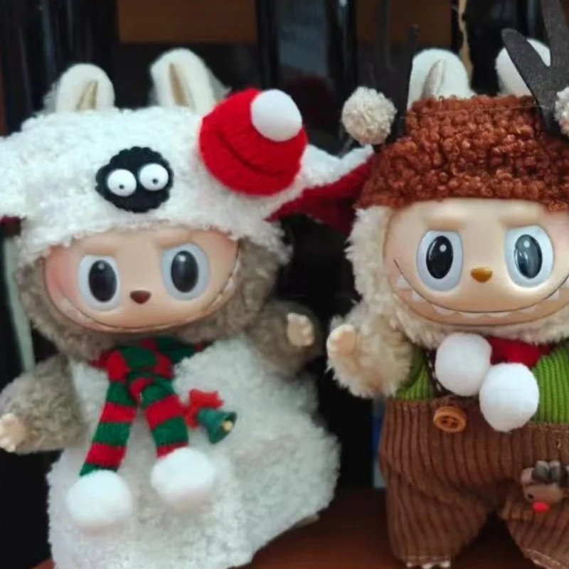 Ubranka dla Labubu, pasujące do Labubu V1 V2 V3, świąteczny zestaw renifera, czerwone ubrania Labubu, świąteczny prezent modowy.