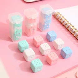 3 Pcs/Set Random Colorful Dice Shape Pencil Erasers Simple Creative School Gift For Kids Correction Supplies Office Stationery