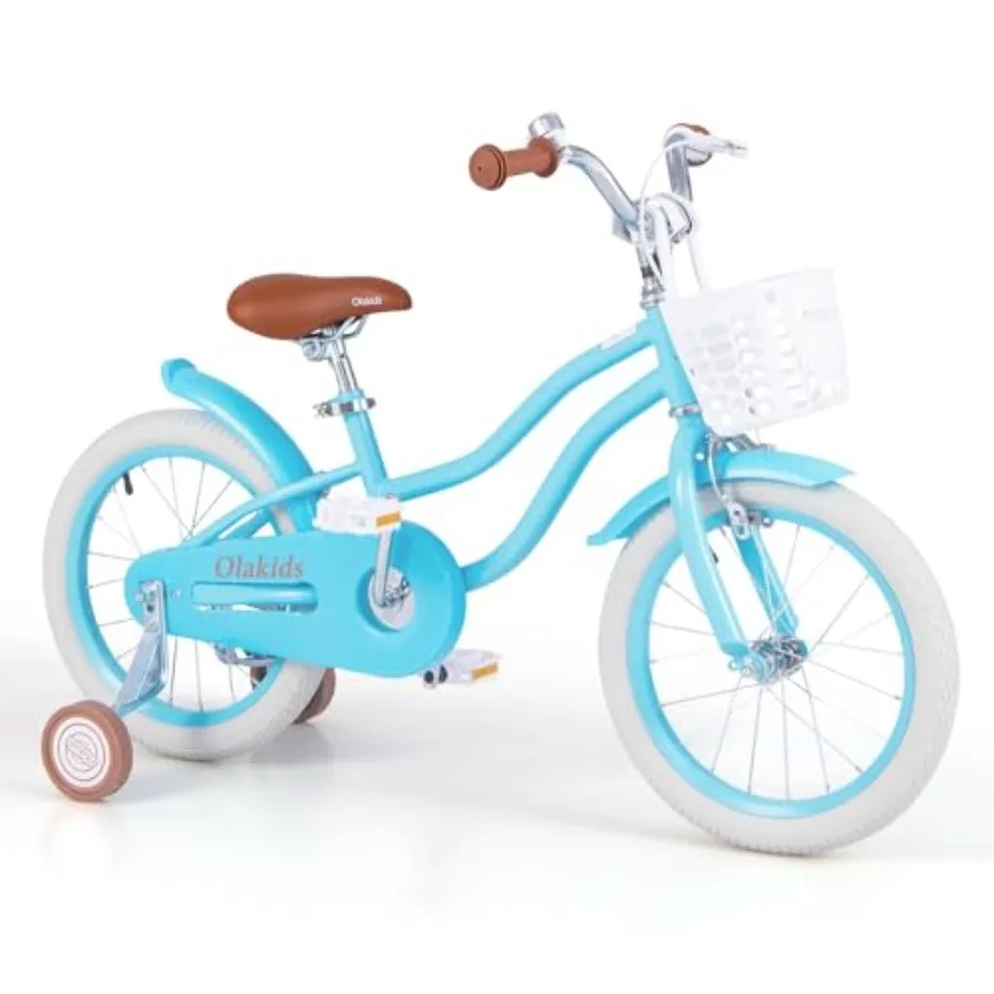 

12 14 16 18 Inch Bike with Training Wheels Basket Safety Bell Adjustable Seat Handlebar for Toddlers Girls Boys Blue Red Yellow