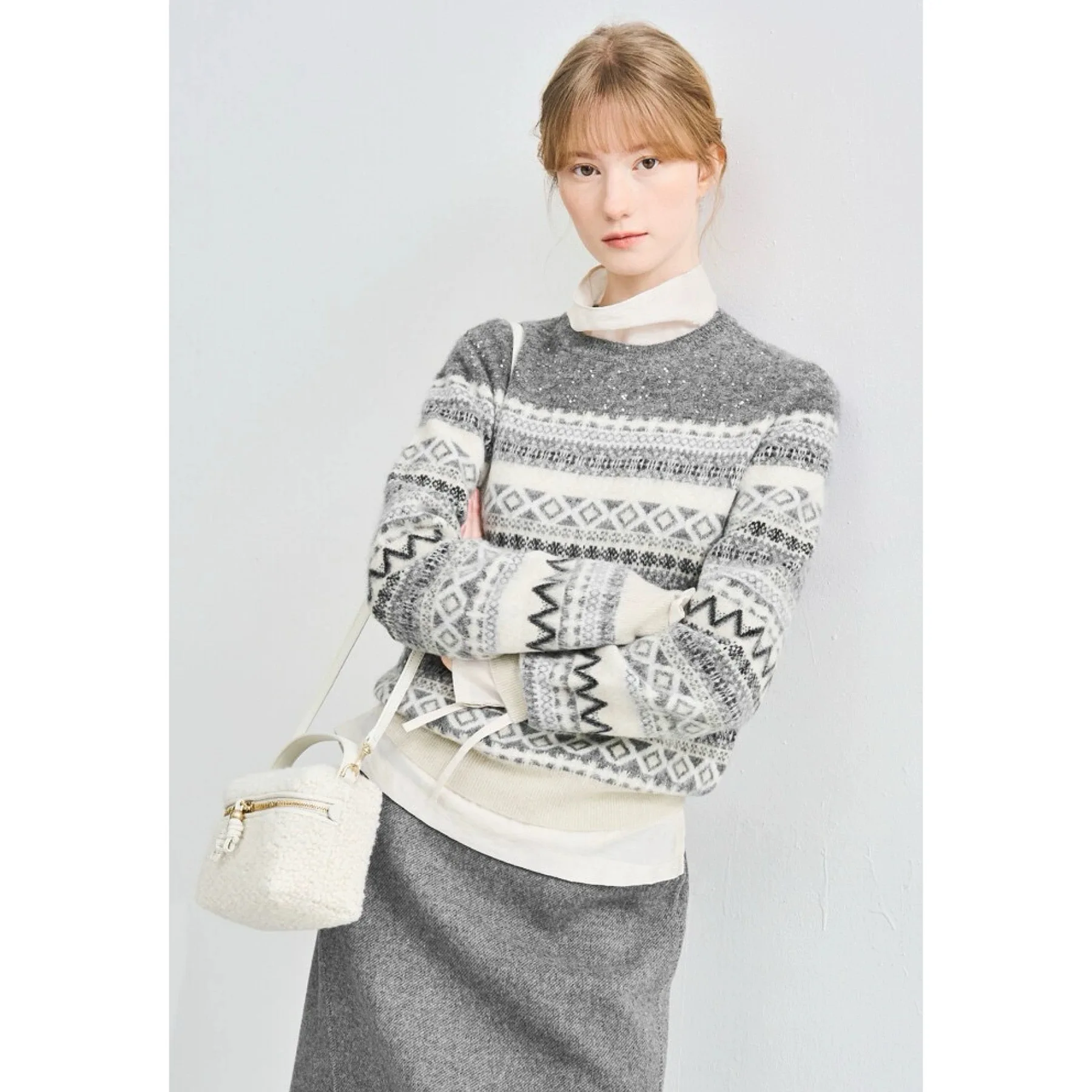 

Lemon Cheese LAT25 Зимний антивозрастной круглый Ne универсальный цвет Blo Fair Isle вязаный шерстяной свитер женский для поездок на работу