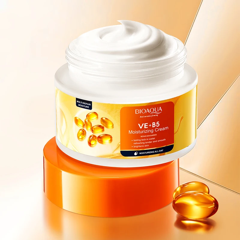 

BIOAOUA Vitamin E B5 Moisturizing Face Cream Brighten Deep Nourishing Shrink Pores Soothing Repair Moisturizer Facial Skin Care