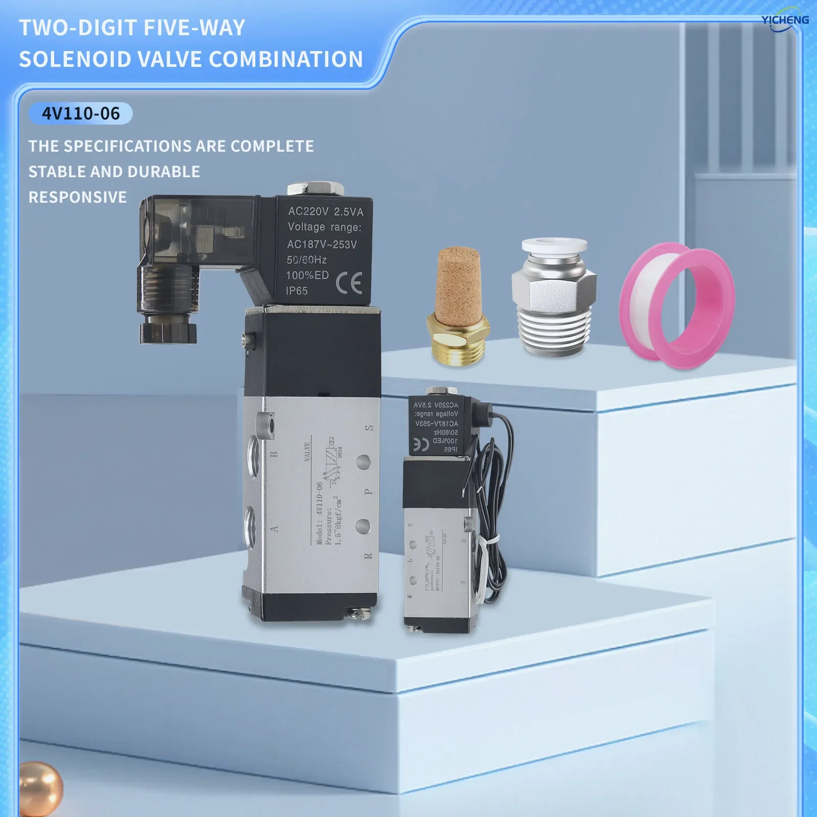 PNEUMATISCHES 1/8-Zoll-Magnetventil 4V110-06 Single Coil Pilot-betriebenes elektrisches 2-Positionen-5-Wege-Anschlussdose oder Auslassdraht