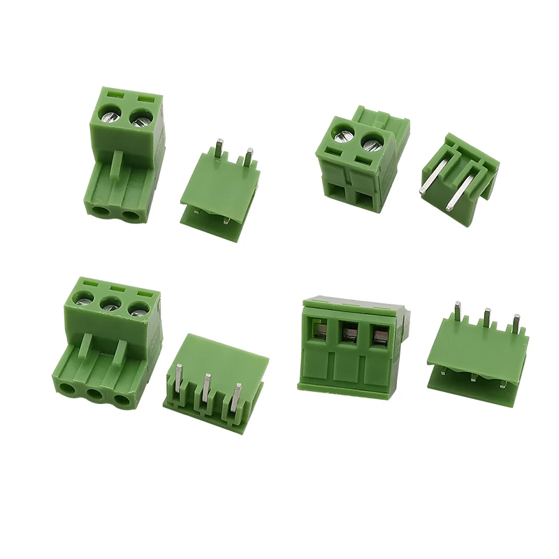 10Pairs 300V 10A 2EDG 5.08mm PCB Screw Terminal Block Connector Plug-Pin Right Angle Header Socket 2/3/4/5/6/7/8/9/10/12 Pin