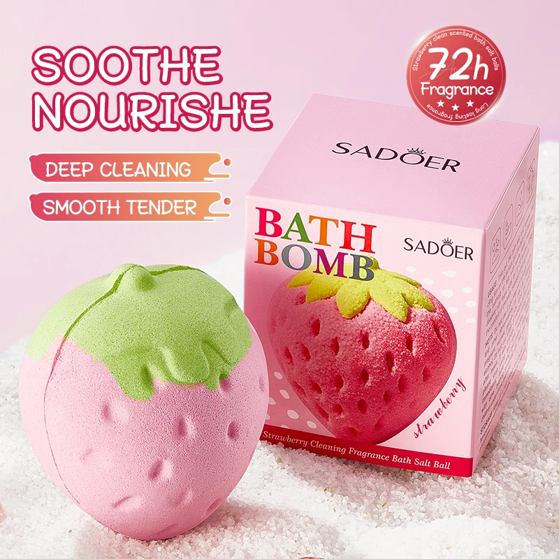

1 Piece of Strawberry Cleansing Scented Bath Salt Ball for Deep Cleansing of the Skin, Soothing and Relaxing, Deeply Cleansing Impurities, Gentle and Soothing, Nourishing and Revitalizing the Skin, Promoting Relaxation of Body and Mind, Keeping the Skin M