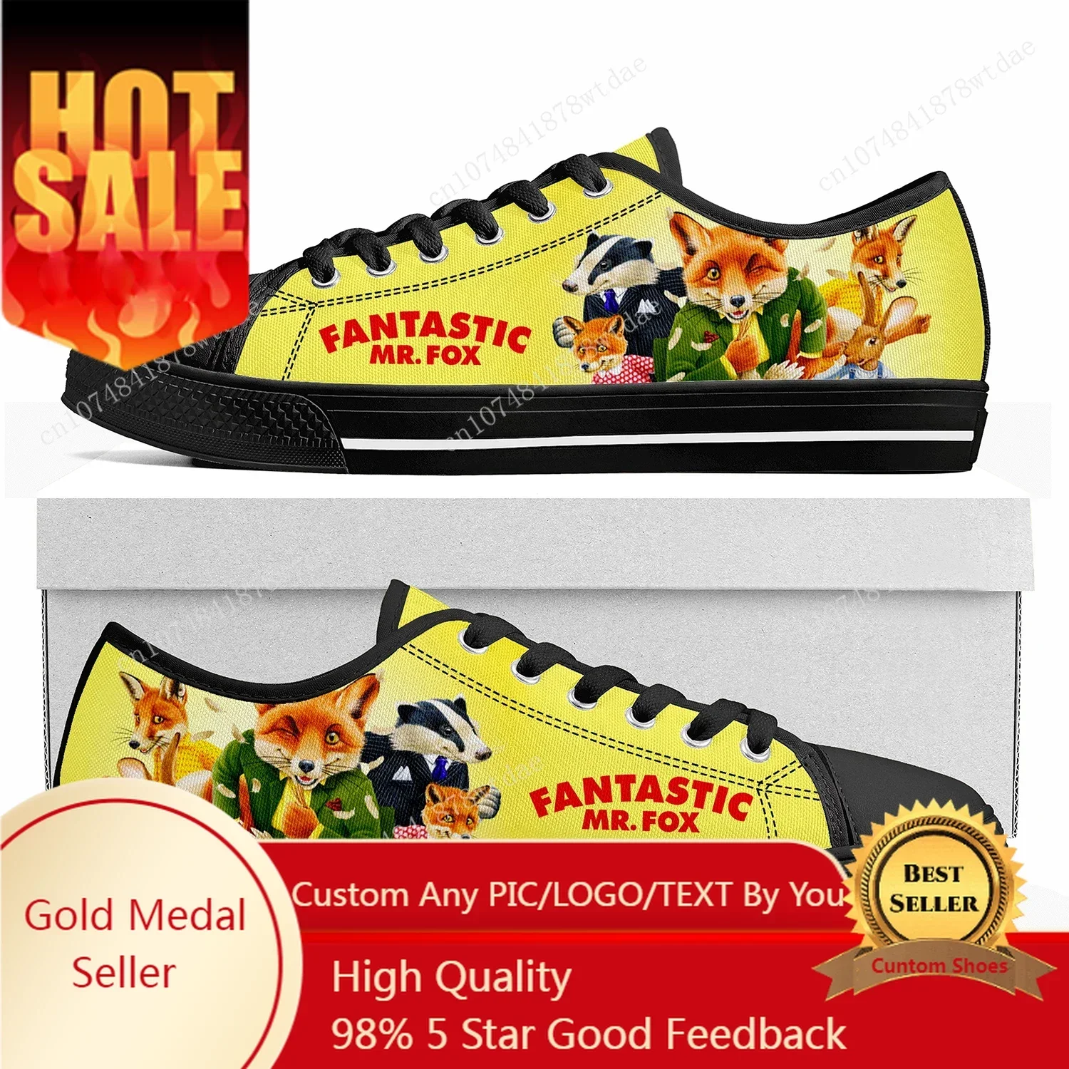 

Fantastic Mr Fox Low Top Sneakers Womens Mens Teenager High Quality Canvas Sneaker Casual Anime Cartoon Manga Customize Shoes