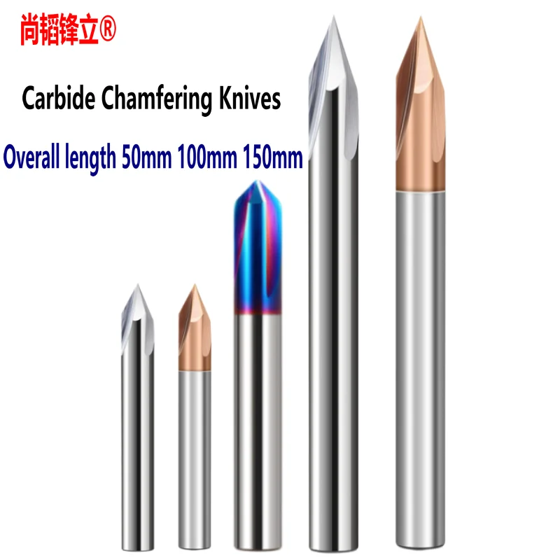 Tungsten Steel Chamfering Milling Cutter Endmill 60 90 120 Degree 150Coated Aluminium 3 Flute Carbide Chamfer End V Grove Router