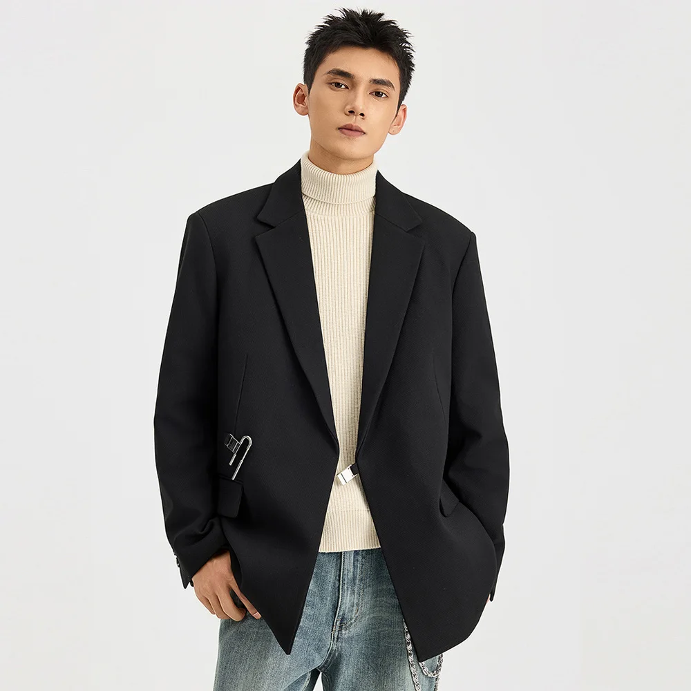 Men Loose Casual Streetwear Brand Vintage Blazer Jacket Man Commuter Business Fashion Suit Blazers Coat