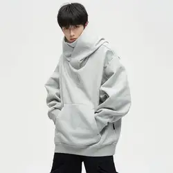 Men Polyester Sweatshirt Stand-up Collar Men Sweatshirt Japanese Harajuku Urban Streetwear Men's Cyber Punk Hoodie for Winter