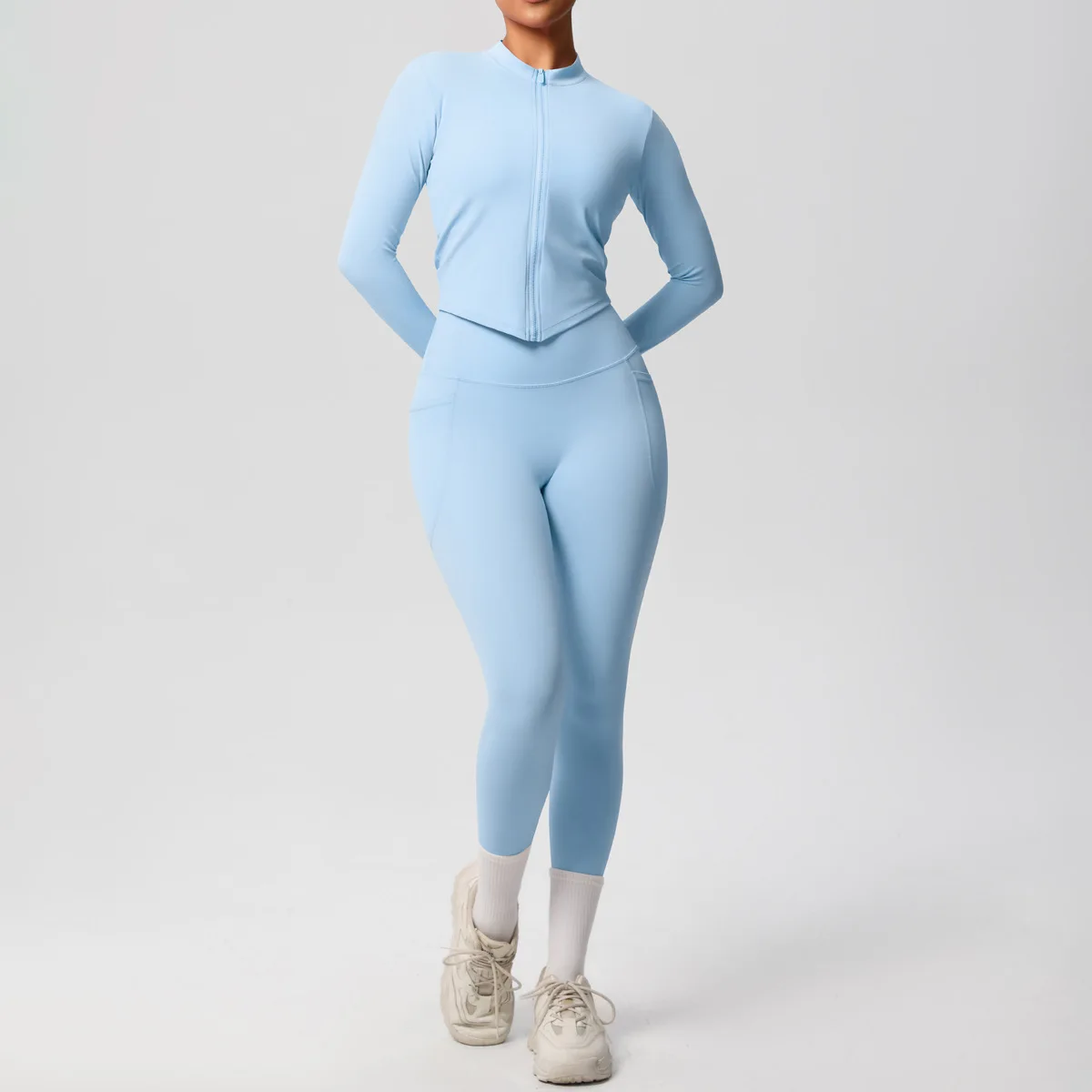 Cerniera Donna Outdoor Running Fitness Wear T-shirt Top a maniche lunghe Giacca da yoga Camicia a maniche lunghe Palestra Push Up Cappotto da allenamento XP260