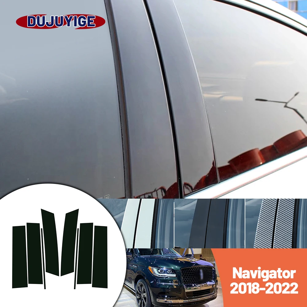 

Bright black carbon fiber door and window B C Pillar sticker suitable For Lincoln Navigator 2018-2022 2019 2020 2021