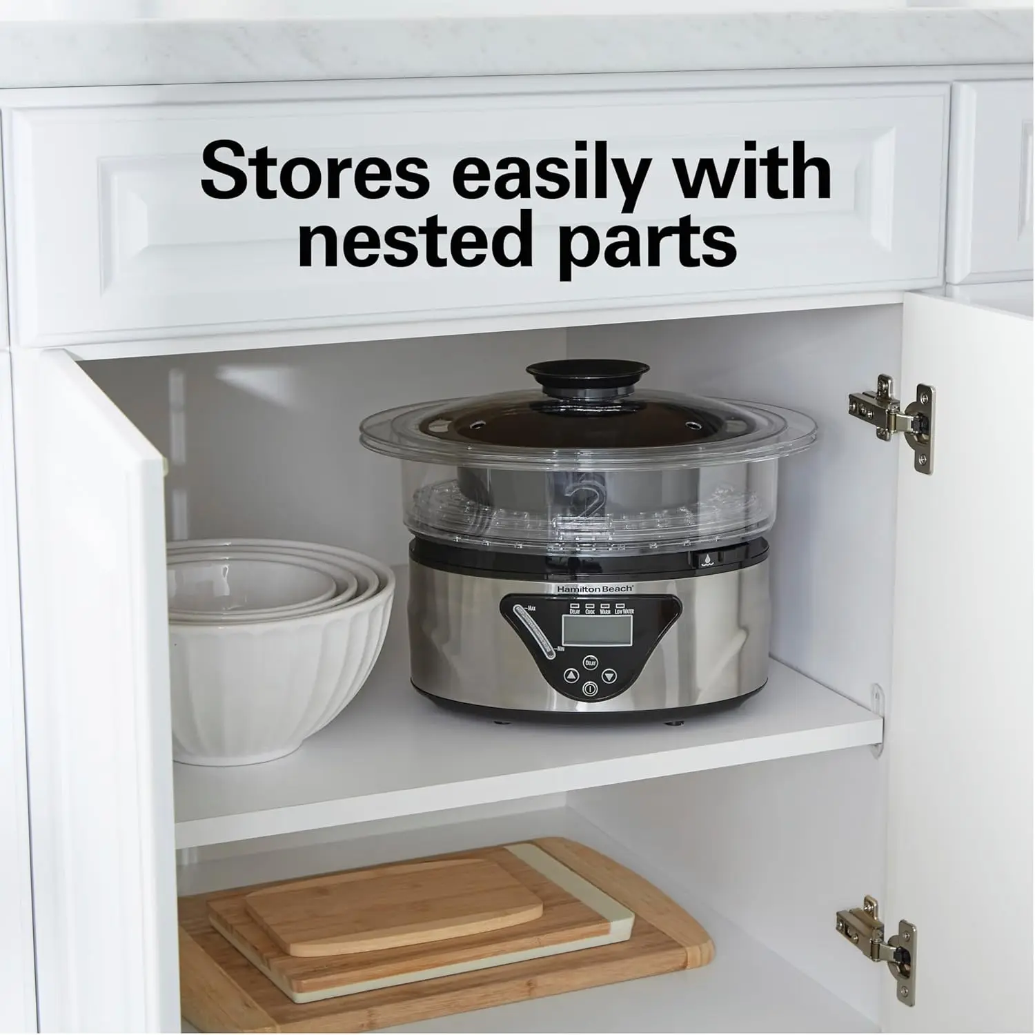 جهاز طهي الطعام بالبخار الكهربائي الرقمي وجهاز طبخ الأرز لطهي سريع وصحي للخضروات والمأكولات البحرية، قابل للتكديس #6