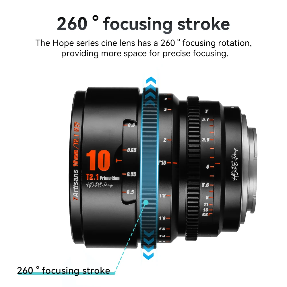 7artisans T2.1 Hope Prime Super 35 Pirme Fixed Focus AF 10mm 16mm 25mm 35mm 50mm 85mm for Sony E Canon RF Fuji X M43MFT FX30 RED