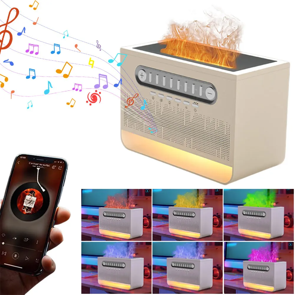 

White Noise Sound Machine Flame Air Diffuser Humidifier with BT Speaker & Night Light Aroma Diffuser for Babies Kids and Adults