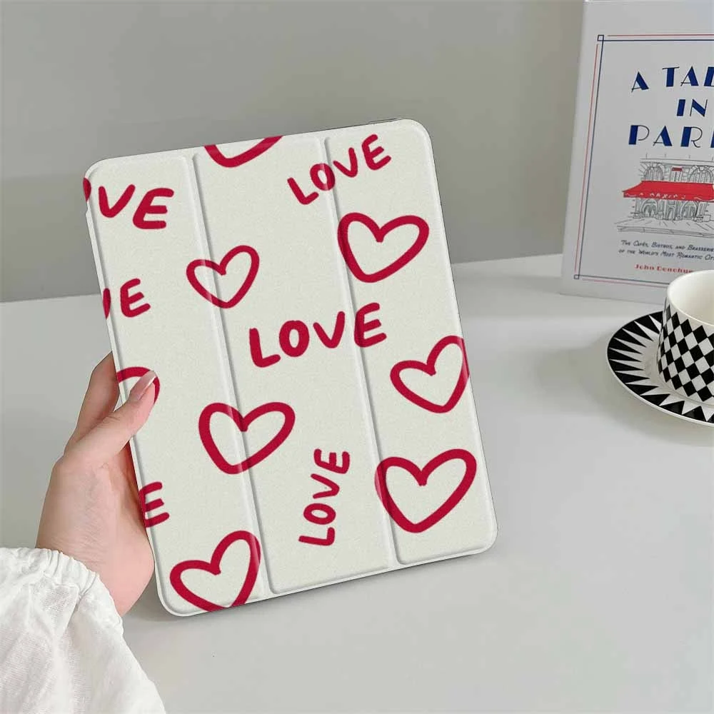 Red Heart Love Cute For Samsung Galaxy Tab A8 A9 A11 S6 S7 S8 S9 S10 S11 FE Plus Lite With Pen Slot Tablet Case