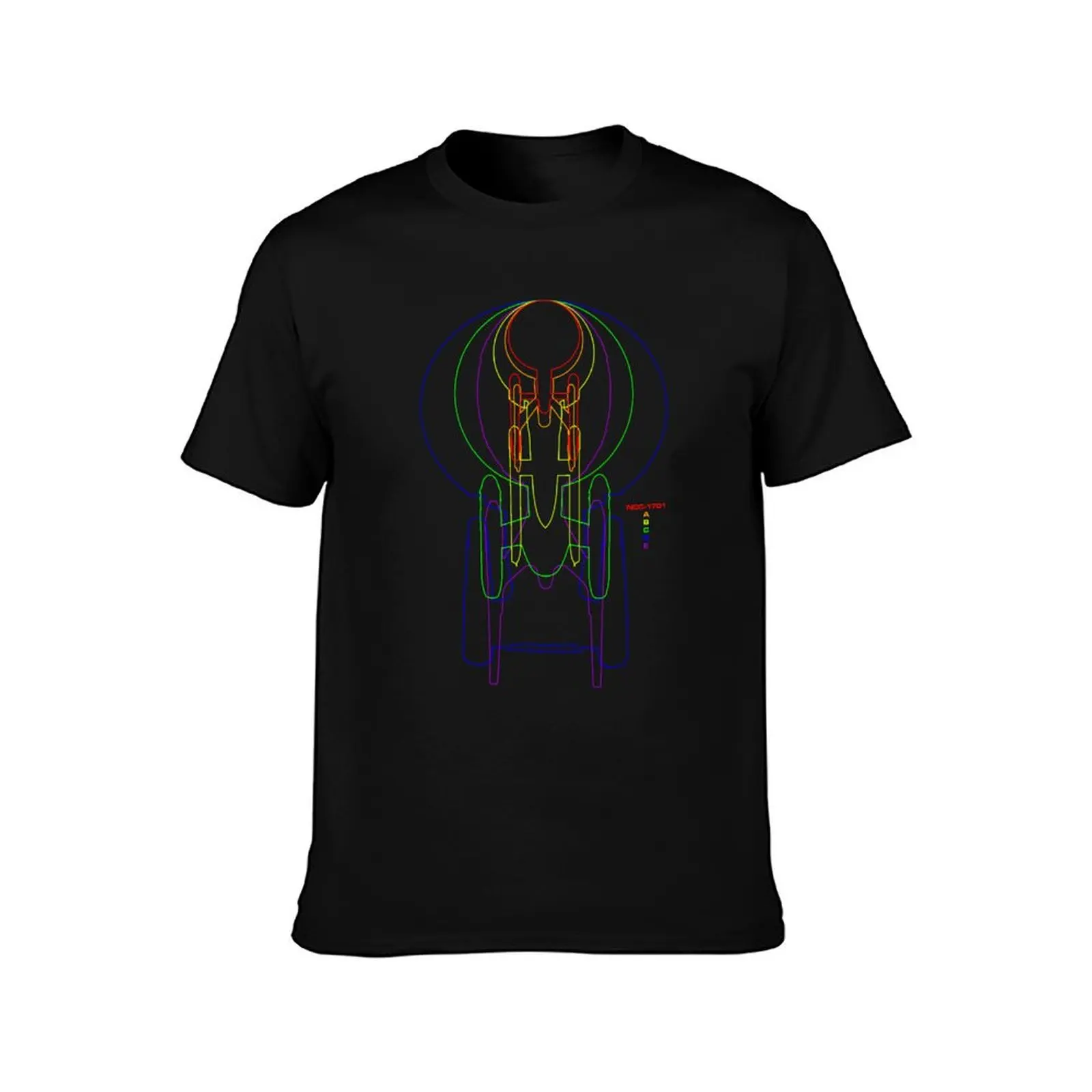 Star Trek U.S.S. Enterprise NCC-1701 Evolution Rainbow Art T-Shirt Big Size Crew Neck T-Shirt