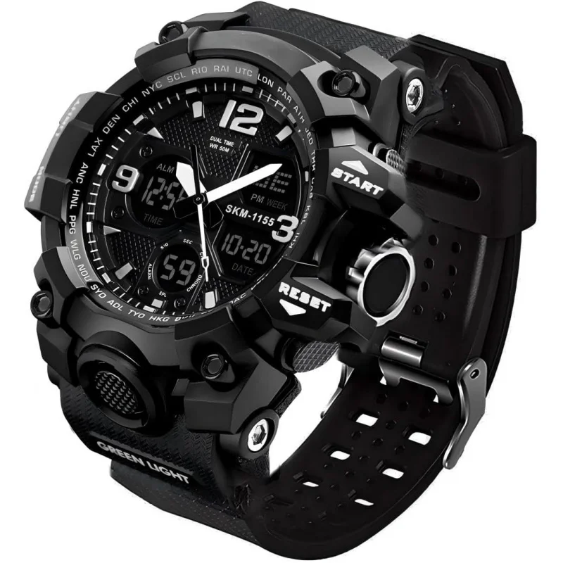 

Robust Men's Analog Sports Watch Merged with LED Military Digital Function Ideal Outdoor Army Tactical Wrist Watch