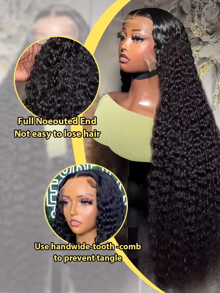 Cabello humano Onda profunda 200 Densidad 13x6 Frontal de encaje rizado 13x4 Onda de agua 30 40 pulgadas Peluca Pre desplumada HD Pelucas frontales de encaje sin pegamento