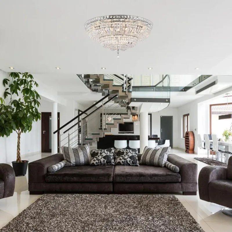 Large Crystal Ceiling Light For Living Room Lobby Hallway Hanging Light Fixture Home Decor Cristal Ceiling Lamps Flush Mount