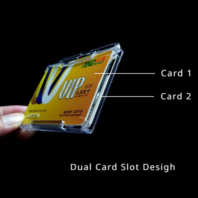 Double-Sided Slots Titular do Cartão com Clip, Trabalhando Caso Permit, ID Tag Tampa transparente, Work Pass, Credit Card Protector