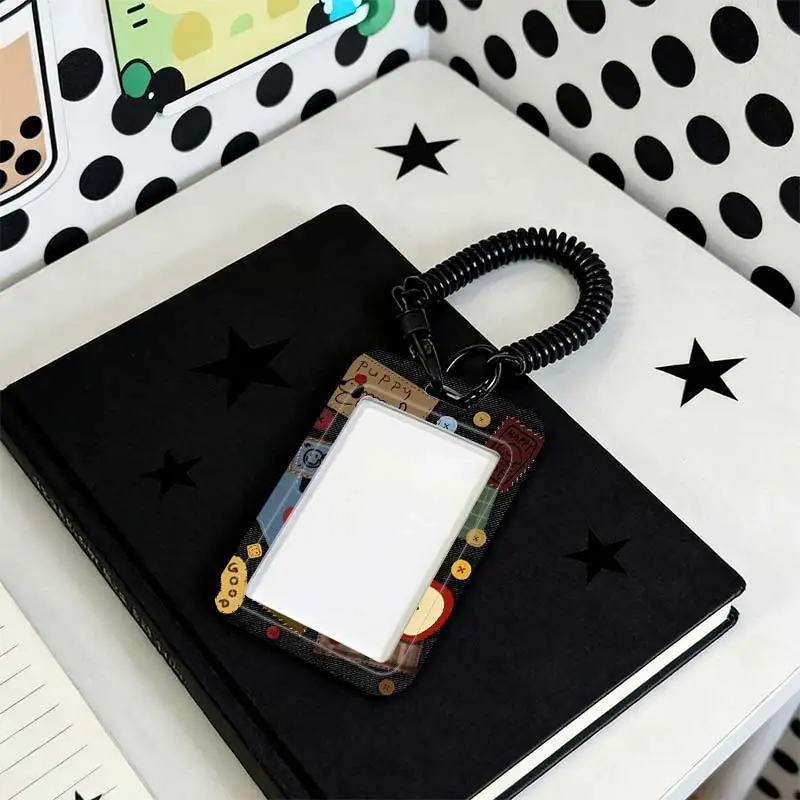 Card Protection Cover for Student Bus/Meal Card Protection Case Photo Protector Stretchable Spring Cord Kpop Photocard Holder
