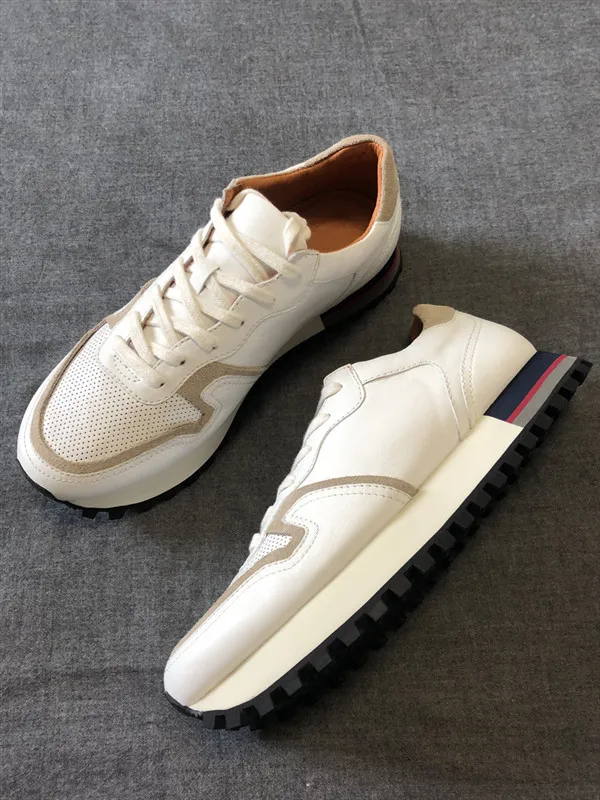 Pinhole breathable leather casual running shoes sports casual shoes