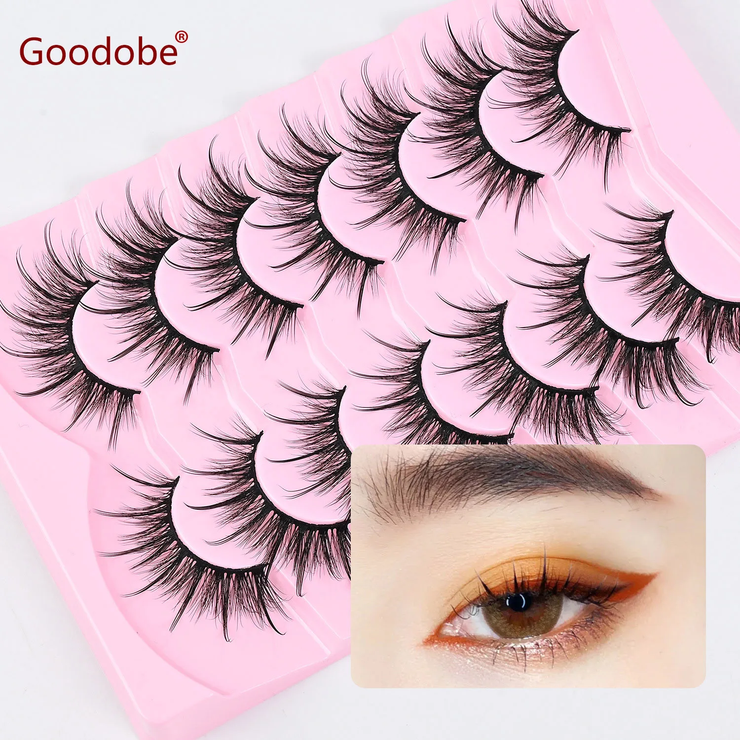 

Goodobe NEW 7pairs Natural 3D Dramatic Fairy Clusters Manga Lashes Fake Eyelashes Wet Look Cosplay Lashes