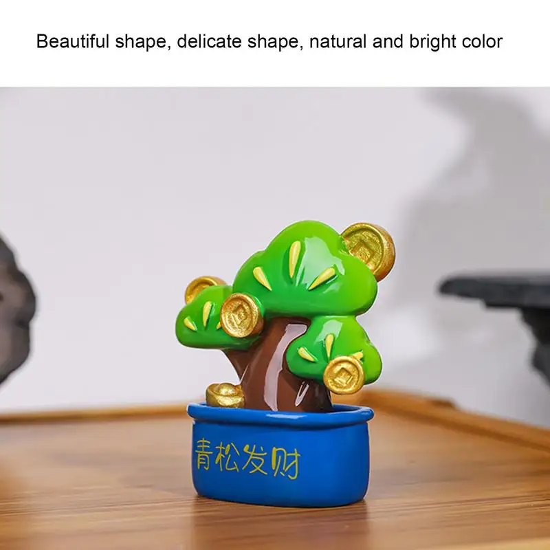 Feng Shui Fortune Tree Resin Fortune Tree Decorations Car Inner Ornaments Miniature Desk Figurines Adorable Collectibles For