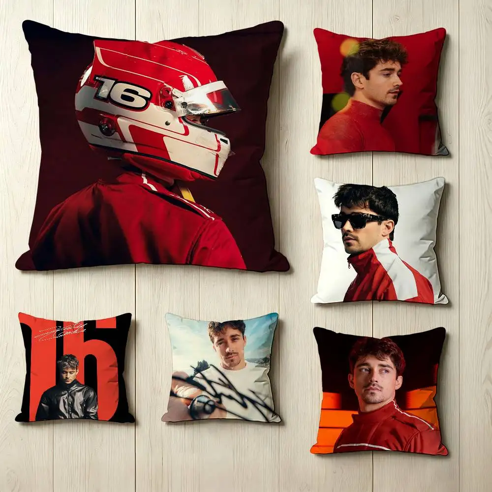 Car No. 16 Driver C-Charles L-Leclerc  Square Double-Sided printed Pillow Case Bedroom Bedside Pillow Sofa Cushion Cover