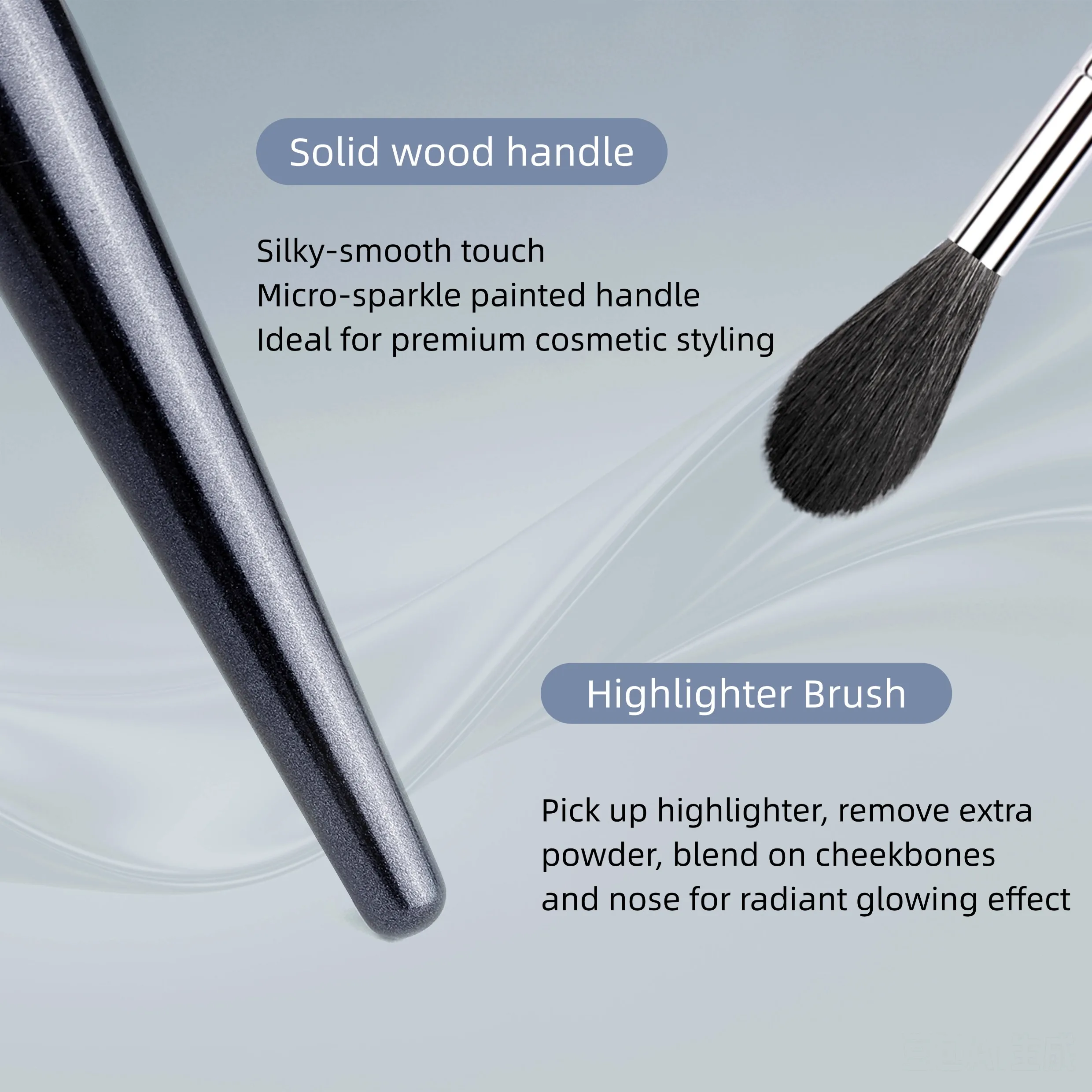 Highlighter Brush Tapered Teardrop Natural Goat Hair Soft Fluffy Face Highlighter Cosmetic Makeup Brush, Galaxy Series