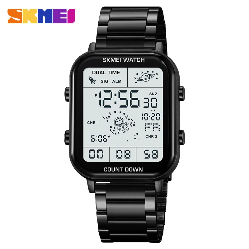 SKMEI Male Female Waterproof Sports Watches Stainless Steel Digital Electronics Watch For Men Women Luxury Business Wristwatches