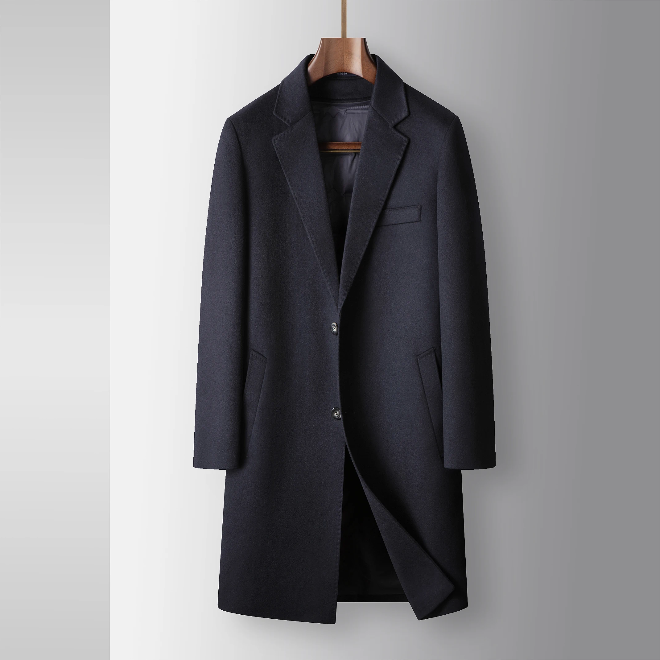 High-end Wool Blend Extra-long And Extra-thick Down Jacket Removable Inner Lining For Men Wool Trench Coat Abrigo Largo Hombre