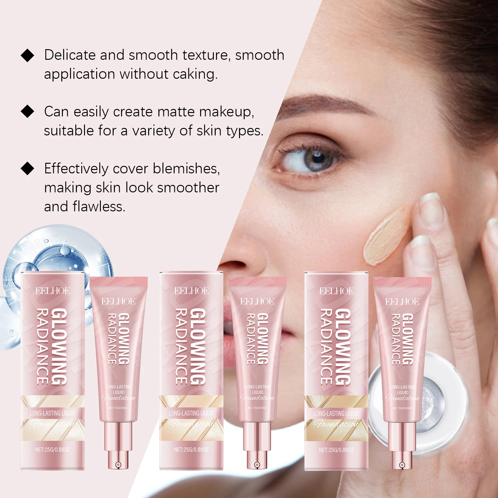 Base líquida facial, creme bb fosco com controle de óleo, à prova d'água, corretivo de longa duração, cobertura completa, cosméticos hidratantes