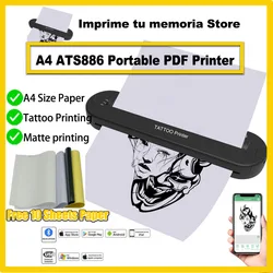 ATS886 A4 Matte Wireless Tattoo Transfer Stencil Printer Tattoo Transfer Thermal Copier Machine Compatible with Smartphone & PC