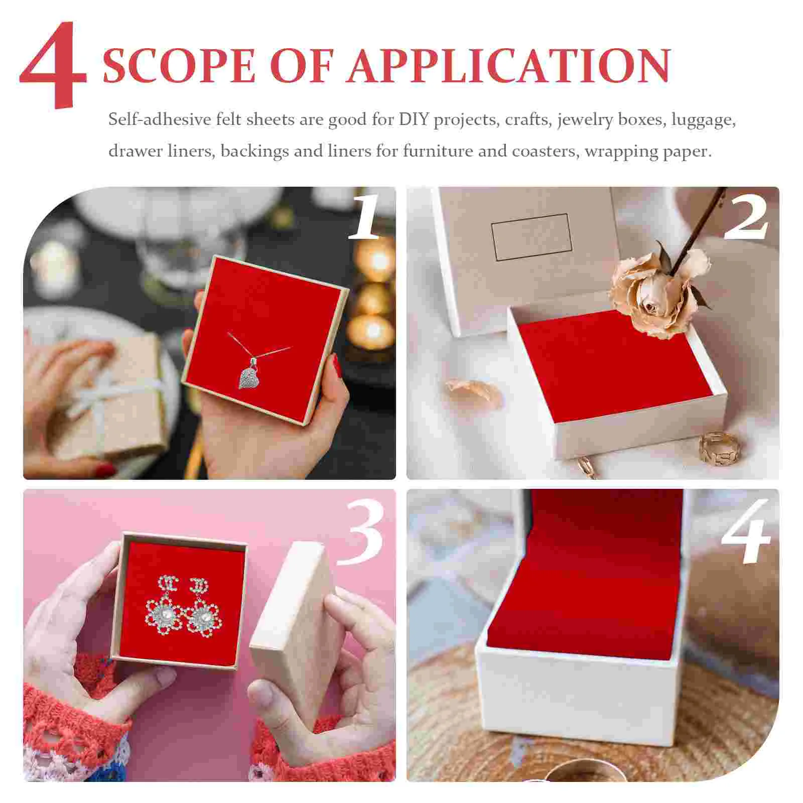 Self-adhesive Flocking Cloth Felt Drawer Liner Furniture Patches Cabinet Jewelry White Gift Boxes