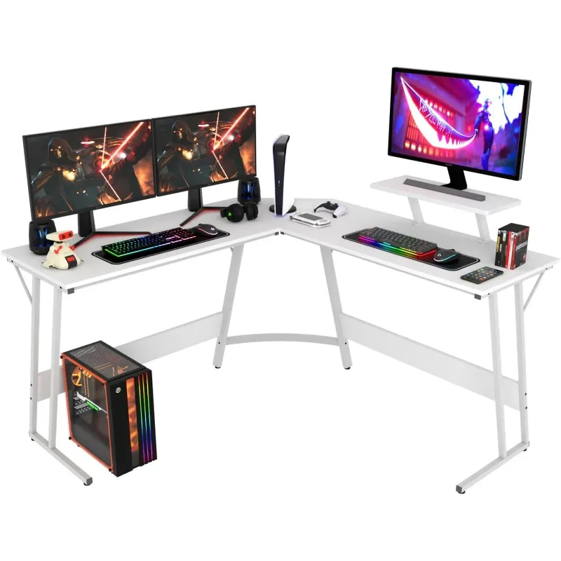 PayLessHere L Shaped Desk Corner Gaming Desk Computer Desk with Large Desktop Studying and Working and Gaming for Home and Work