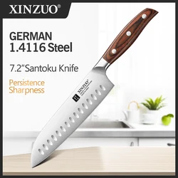 XINZUO High Quality Stainless Steel 7.2'' Santoku Knife Din 1.4116 Slicing Chef Kitchen Knives Pakka Wood Handle Cook Cutter