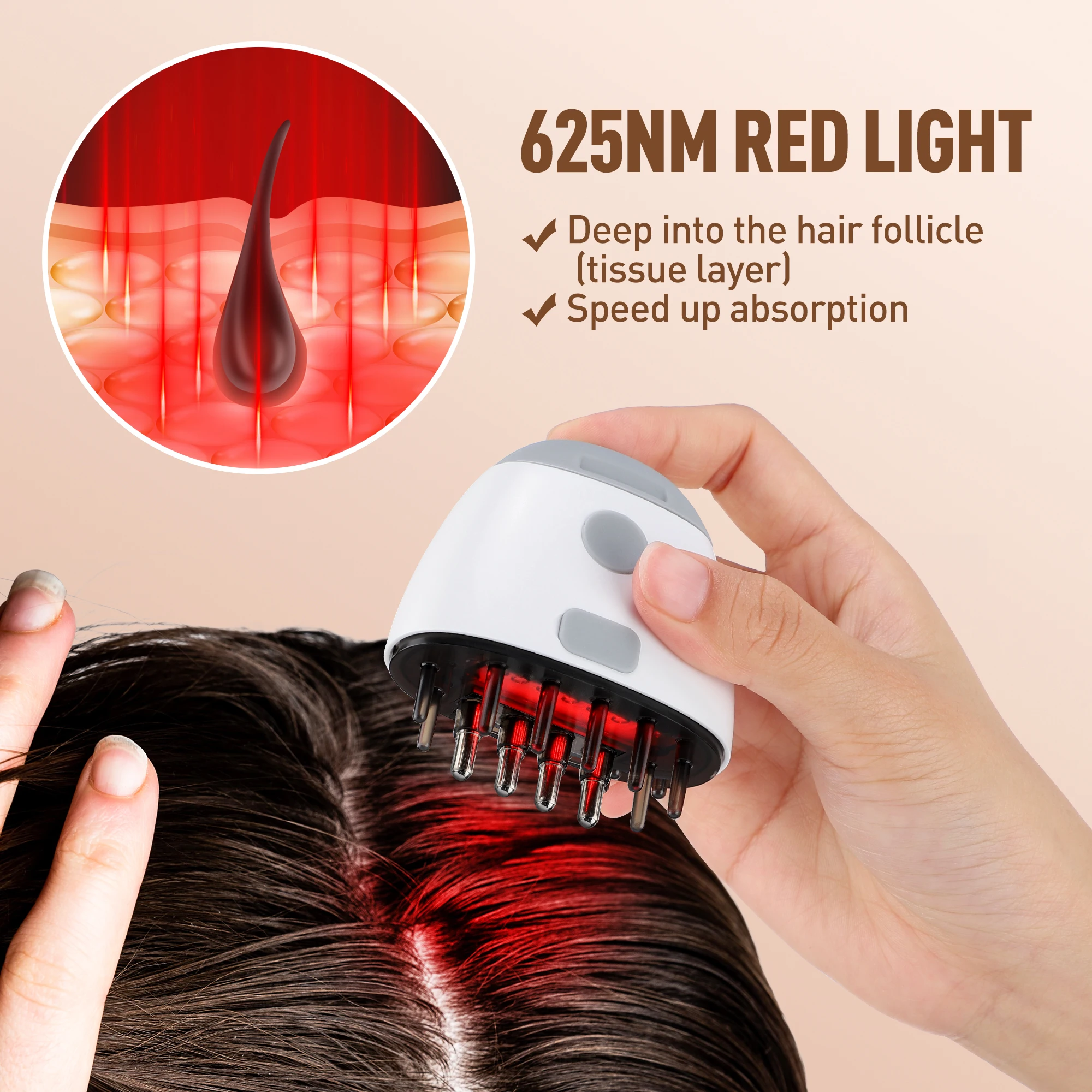 Electric Scalp Massager for Hair Growth Infrared Red Light Therapy High-frequency Vibration Hair Massage Brush Oil Applicator