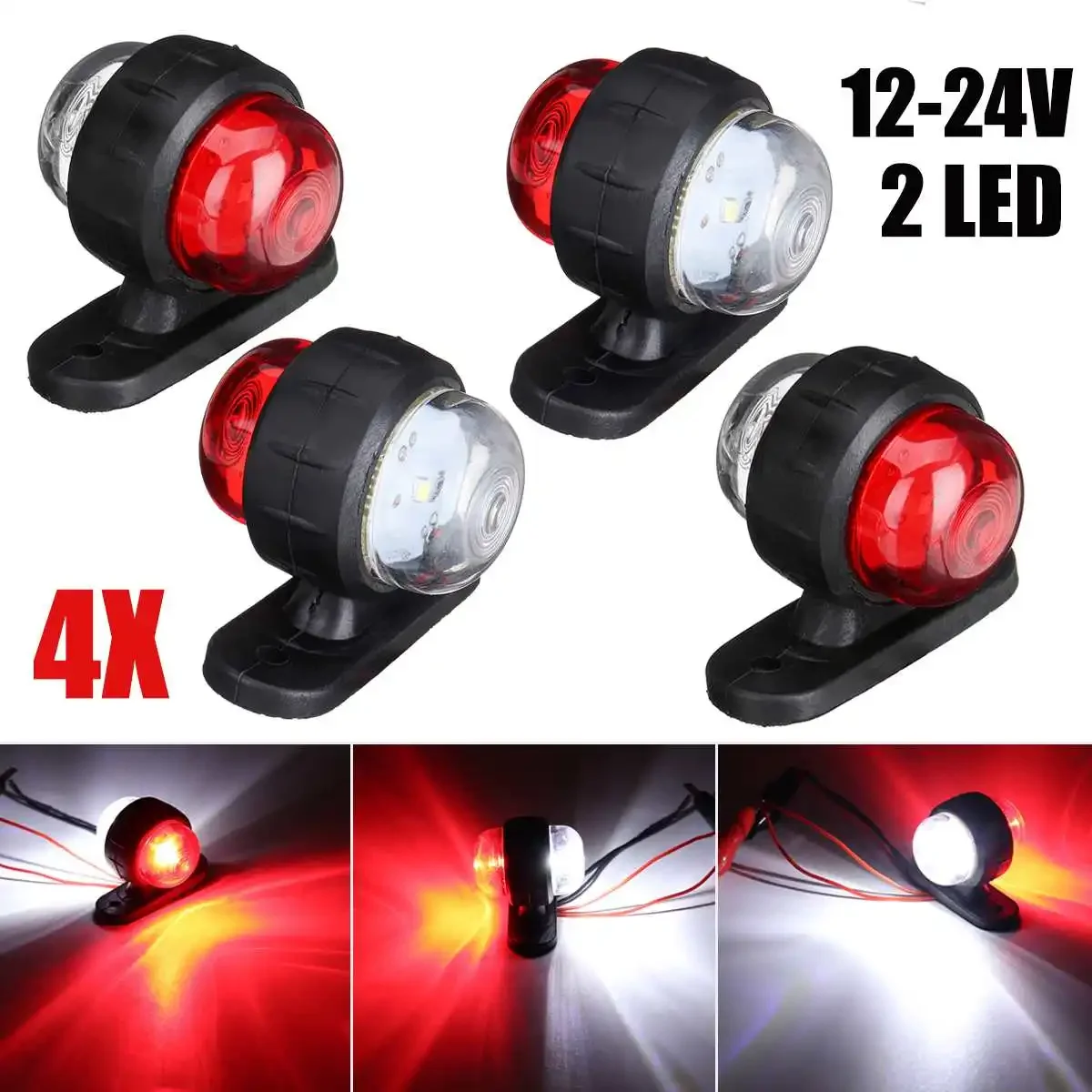 

4PCS 12V 24V Universal Truck Trailer Tail Light Side Marker Indicators Light Lamp Edge Lights Signal Lights Lorry Caravans Bus