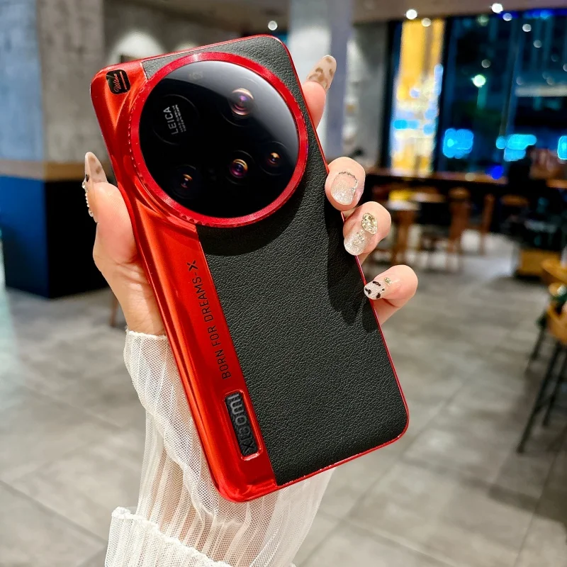 

Leather Plated Ultra Thin Case for Xiaomi 15/14/13/12 Ultra Creative Camera Lens Protection Back Cover Compatible with Xiaomi 15