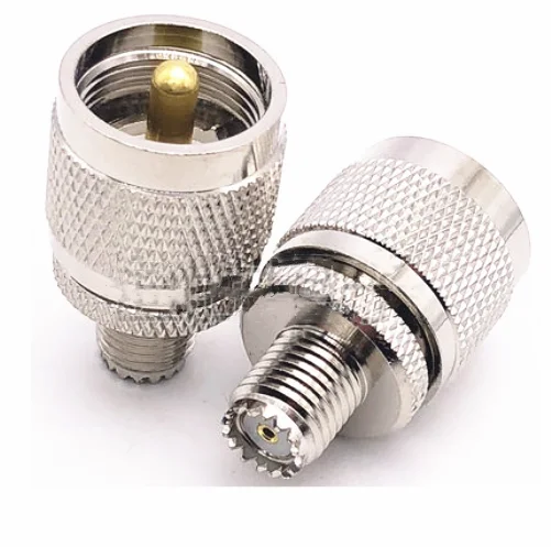 mini UHF Female to UHF PL259 Male Plug Straight RF Coaxial Adapter Connectors