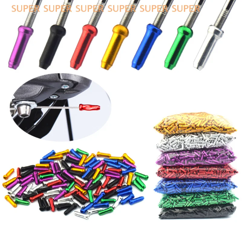 50pcs Aluminum Bicycle Brake Wire End Caps Road Bike Cable End Cap for Brake Shift Derailleur Cable Management